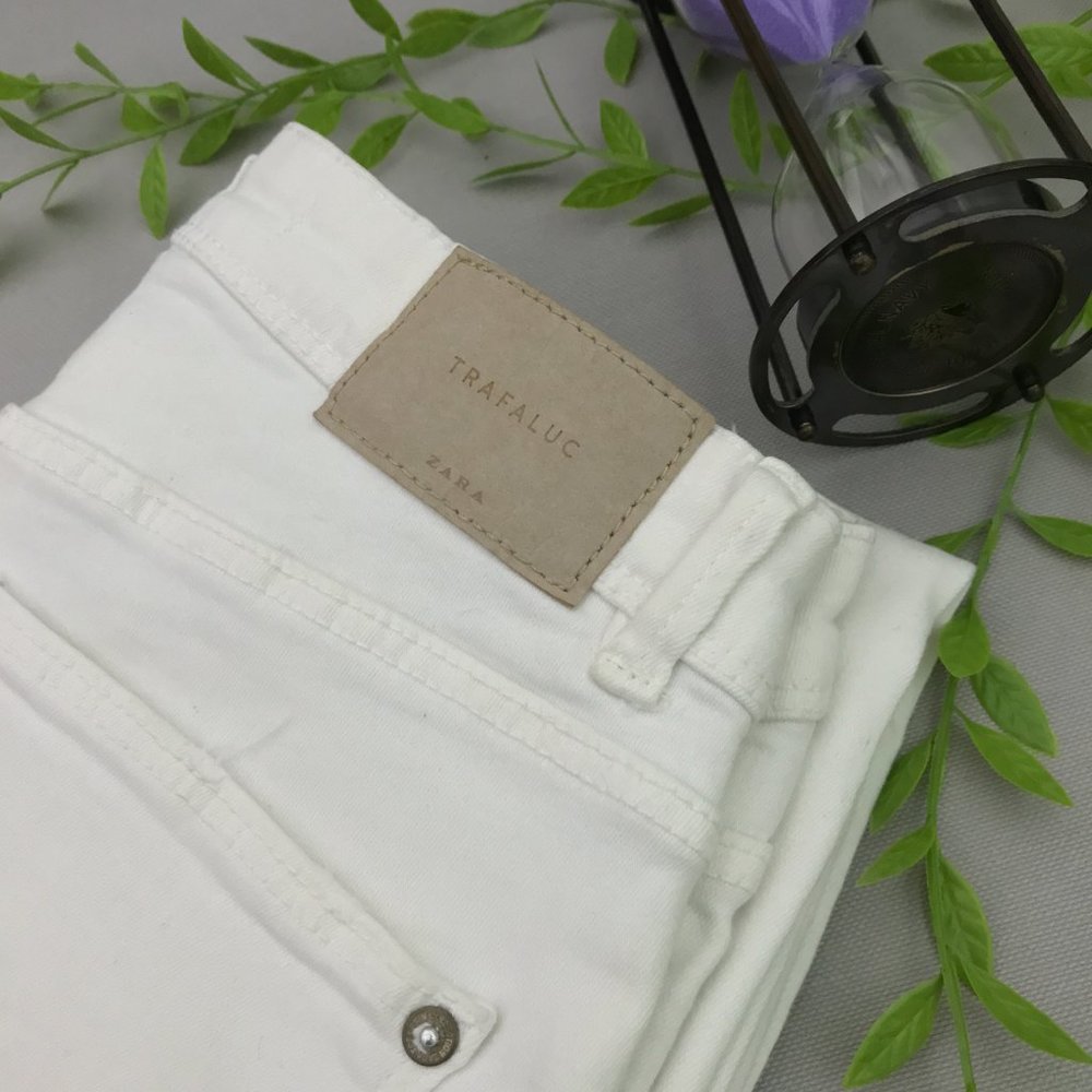 Size 24/26/28 With TAG ZARA distressed white denim Jeans current article Unise - Picture 9 of 10